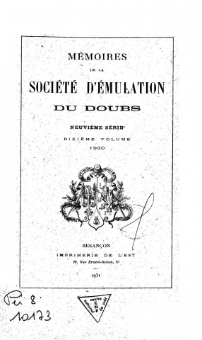 01/01/1930 - Mémoires de la Société d'émulation du Doubs [Texte imprimé]