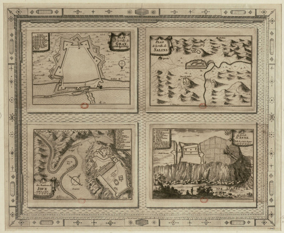 [Plans des villes de Franche-Comté] [estampe] / L. Scherm, fecit , [S.l.] : [s.n.], [1700-1799]