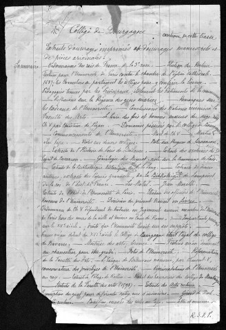 Ms 1835 - Notes et documents relatifs à l'ancien Collège de Bourgogne à Paris (1331-1804) (tome II). Notes d'Auguste Castan (1833-1892)