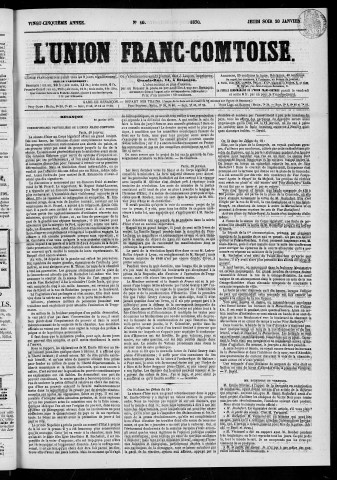 20/01/1870 - L'Union franc-comtoise [Texte imprimé]