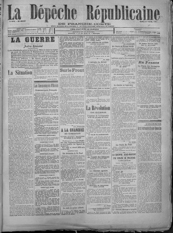 07/04/1917 - La Dépêche républicaine de Franche-Comté [Texte imprimé]
