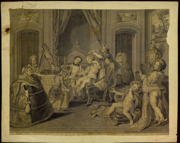 [Toilette d'une courtisane (traitée avec des personnages enfants)] [image fixe] / Peint par Ch. Coypel ; gravé par Lépicié , 1718/1755