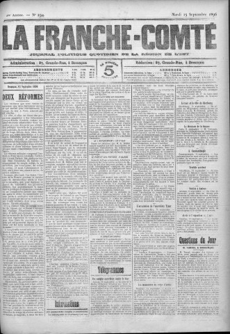 15/09/1896 - La Franche-Comté : journal politique de la région de l'Est