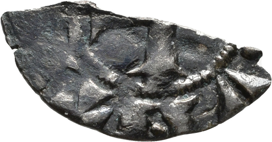 874.1.93.11 - pièce de monnaie (fragment) ; denier estevenant