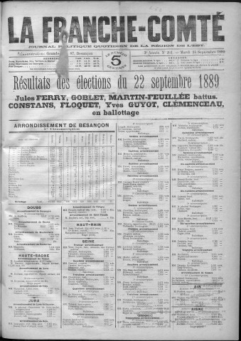 24/09/1889 - La Franche-Comté : journal politique de la région de l'Est