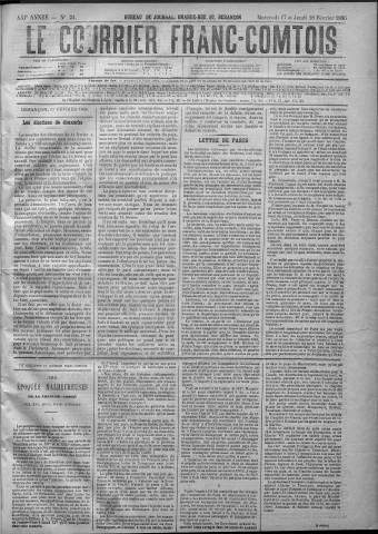 17/02/1886 - Le Courrier franc-comtois [Texte imprimé]