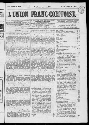 16/11/1867 - L'Union franc-comtoise [Texte imprimé]