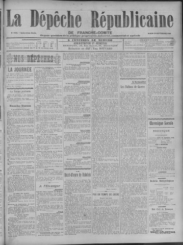 21/09/1909 - La Dépêche républicaine de Franche-Comté [Texte imprimé]
