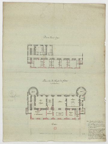 Vuillemenon, restauration du château, plans et rez-de-chaussée et du premier [Dessin] / [par Pierre-Adrien Pâris] , 1750/1799