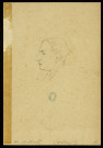 Auguste Castan. Au recto : tête, de profil gauche. Au verso : buste, de profil gauche, entouré d'une forme de médaillon ovale , [S.l.] : [s.n.], [1800-1899]