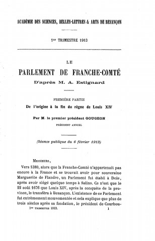 01/01/1913 - Procès verbaux et mémoires [Texte imprimé] /