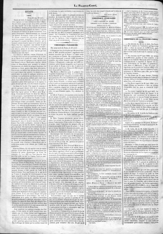 29/04/1857 - La Franche-Comté : organe politique des départements de l'Est