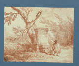 Promeneur et son chien devant une stèle , [France : Paris], [vers 1770-1774]
