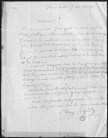 Ms 2933 - Correspondance de la famille Piégard.