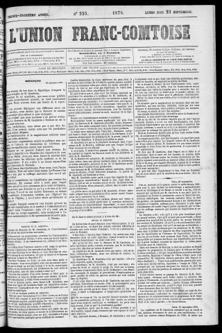 23/09/1878 - L'Union franc-comtoise [Texte imprimé]