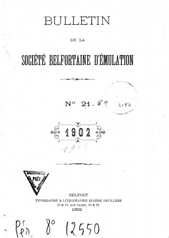 01/01/1902 - Bulletin de la Société belfortaine d'émulation [Texte imprimé]