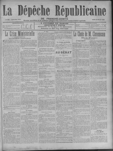 22/07/1909 - La Dépêche républicaine de Franche-Comté [Texte imprimé]
