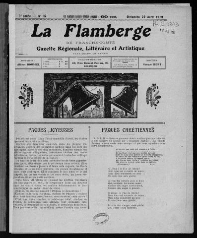 20/04/1919 - La Flamberge de Franche-Comté [Texte imprimé]