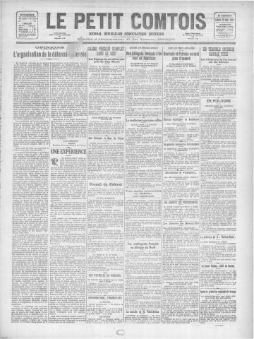 19/09/1925 - Le petit comtois [Texte imprimé] : journal républicain démocratique quotidien