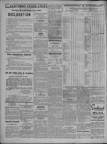 30/04/1936 - Le petit comtois [Texte imprimé] : journal républicain démocratique quotidien