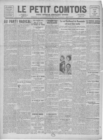 21/07/1927 - Le petit comtois [Texte imprimé] : journal républicain démocratique quotidien
