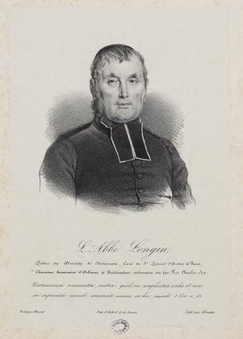 L'Abbé Longin [image fixe] / Lith. par Llanta  ; peint par Meuret , Paris : Imp. d'Aubert et de Junca, 1810/1820