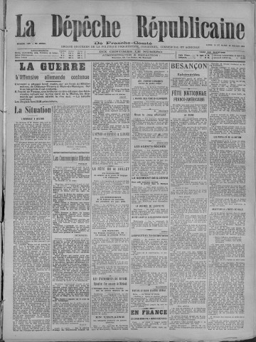 16/07/1918 - La Dépêche républicaine de Franche-Comté [Texte imprimé]