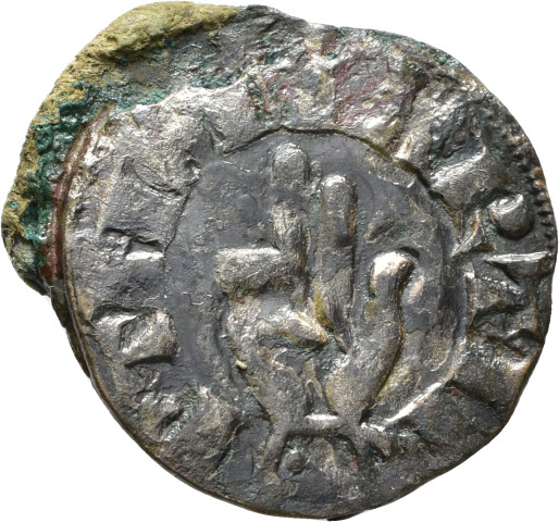 874.1.86 - pièce de monnaie (3) ; tissu ; denier estevenant