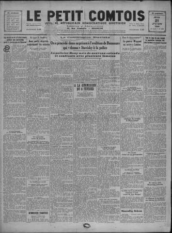 21/06/1934 - Le petit comtois [Texte imprimé] : journal républicain démocratique quotidien