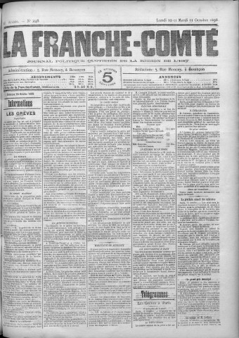 10/10/1898 - La Franche-Comté : journal politique de la région de l'Est