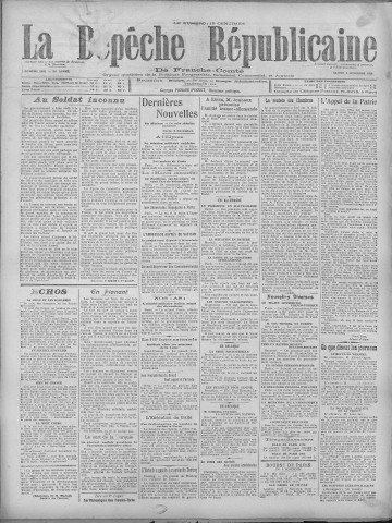 06/11/1920 - La Dépêche républicaine de Franche-Comté [Texte imprimé]