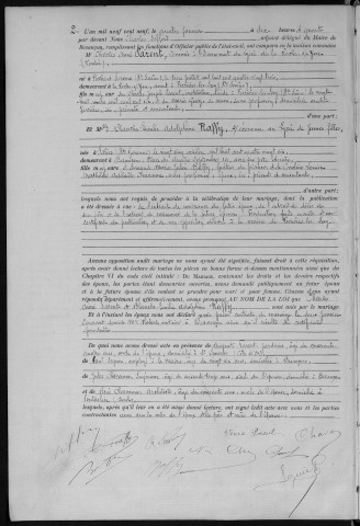 Registre des mariages, 1909