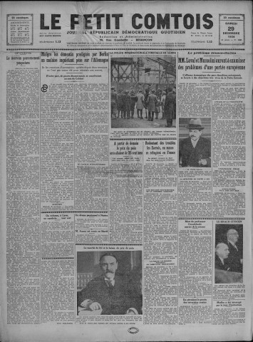 29/12/1934 - Le petit comtois [Texte imprimé] : journal républicain démocratique quotidien
