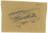 Cadavre étendu dans la neige, dessin de Léon Delarbre