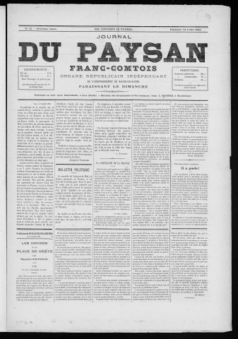 12/07/1885 - Le Paysan franc-comtois : 1884-1887