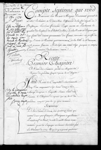 Comptes de la Ville de Besançon, recettes et dépenses, Compte de Ferdinand Pagot (1737)