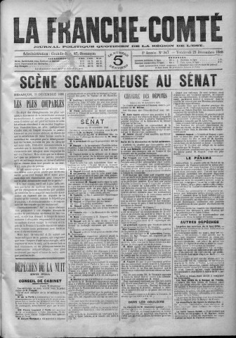 21/12/1888 - La Franche-Comté : journal politique de la région de l'Est