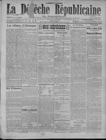 09/07/1923 - La Dépêche républicaine de Franche-Comté [Texte imprimé]