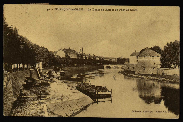 Besançon-les-Bains. Le Doubs en Amont du Pont de Canot [image fixe] , 1904/1930