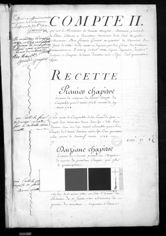 Comptes de la Ville de Besançon, recettes et dépenses, Compte de Pierre François Garnier (1747)