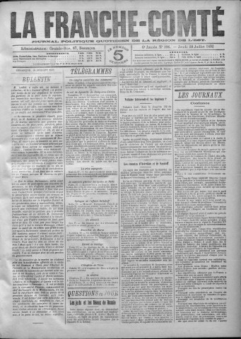 28/07/1892 - La Franche-Comté : journal politique de la région de l'Est