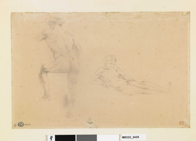 Etude d'homme debout et de femme allongée