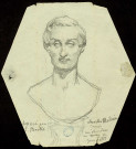 Charles Nodier, écrivain. Buste de face [dessin] / par Edouard Baille , [S.l.] : [E. Baille], [1800-1899]