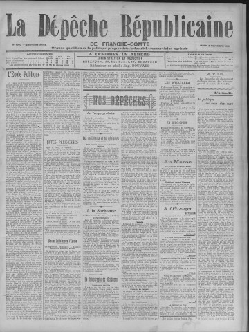 02/11/1909 - La Dépêche républicaine de Franche-Comté [Texte imprimé]