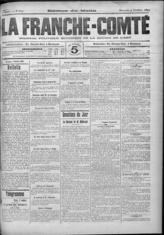 04/10/1893 - La Franche-Comté : journal politique de la région de l'Est