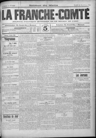 02/10/1893 - La Franche-Comté : journal politique de la région de l'Est