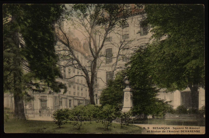 Besançon - Besançon - Square St-Amour et Statue de l'Amiral DEVARENNE. [image fixe] , Besançon : B. et Cie Edit. Besançon., 1903/1930