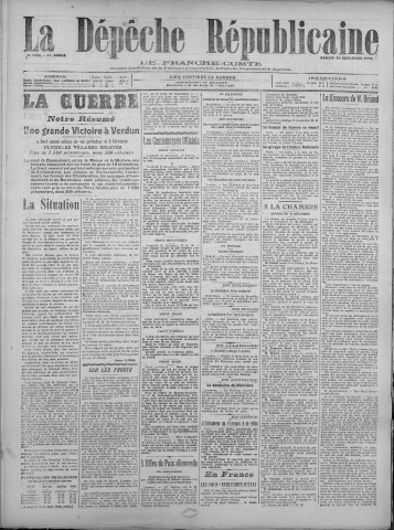 16/12/1916 - La Dépêche républicaine de Franche-Comté [Texte imprimé]