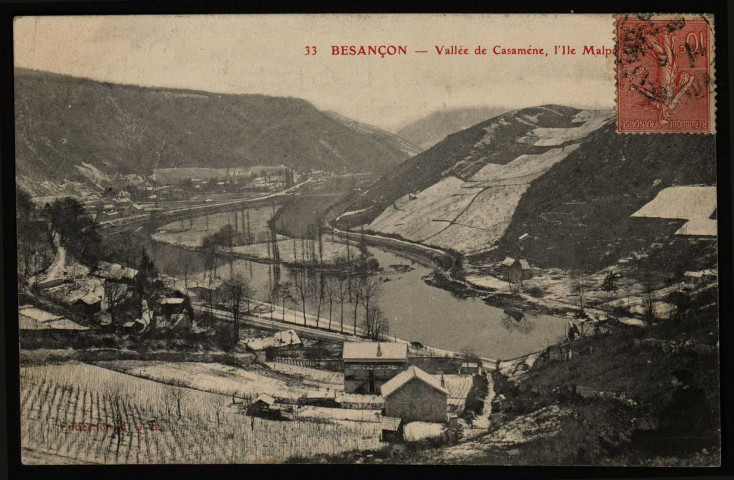 Besançon - Vallée du Doubs à Casamène, l'Ile Malpas [image fixe] , Dijon : B & D., 1904/1905