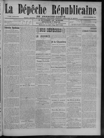 29/11/1906 - La Dépêche républicaine de Franche-Comté [Texte imprimé]